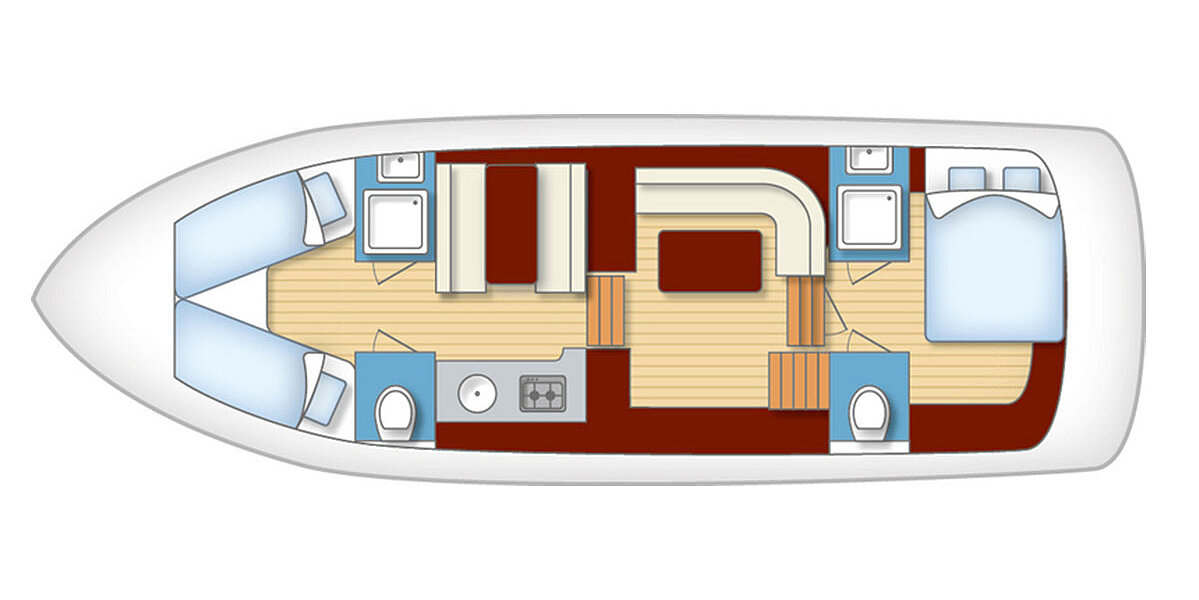 Dieses Bild zeigt den Grundriss unserer Yacht Lady Marenka